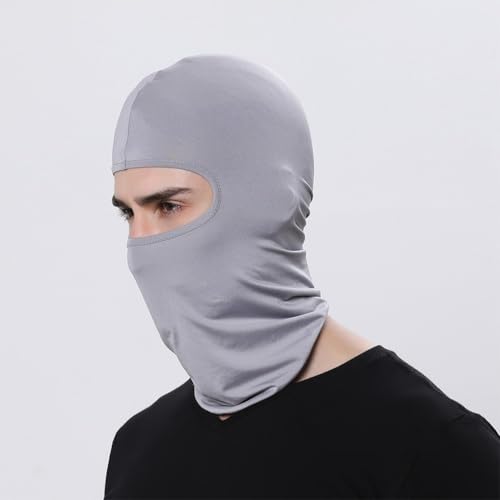 Capucha pasamontañas transpirable para hombres y mujeres, perfecta para ciclismo, esquí y deportes al aire libre (gris claro)
