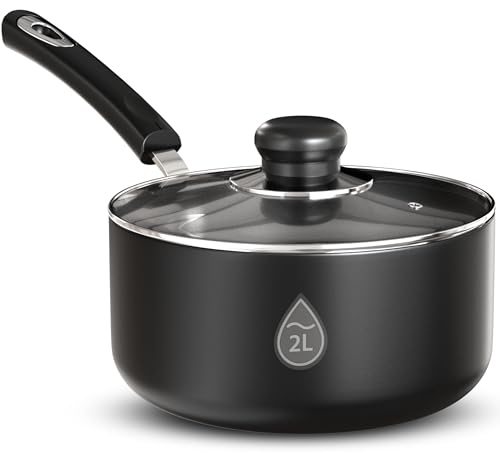 KICHLY 18cm Nonstick Saucepan with Glass Lid, 2L