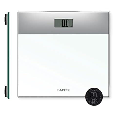 Salter 9206 SVWH3R elektronische waag glas badezimmerwaage, digitale personenwaagen, einfach ablesbares LCD Display Cover