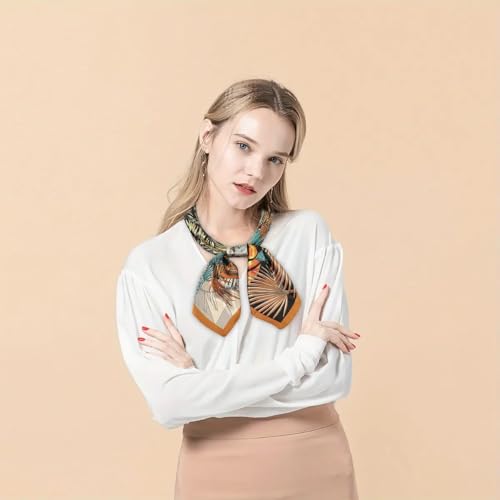 Image of SANNIDHI Hair Head Scarf for Women Satin Silk Like Neckerchief Fashion Print Square 35in Bandana Handbag Decor