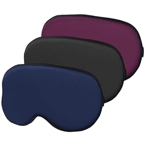 Hochoek Silk-Sleep-Mask Eye-Mask Eye-Cover Eyeshade – 100% Silk Soft Adjustable Strip Eye Cover(Black+Dark Blue+Purple)