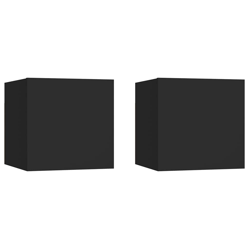 vidaXL Armadietti a Parete per TV 2 pz Neri 30,5x30x30 cm