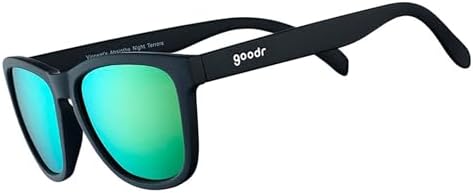 goodr Vincent's Absinthe Night Terrors Polarized Sunglasses for Men & Women, Medium Sized (OG), Black Solid Frame with Green Gold Mirrored Reflective Lenses, UV400 Protection, No Slip, No Bounce