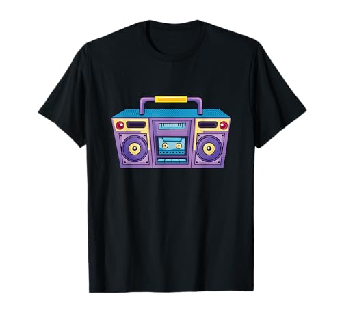 Retro Boombox 80s Reproductor de casete Diseño de música Camiseta