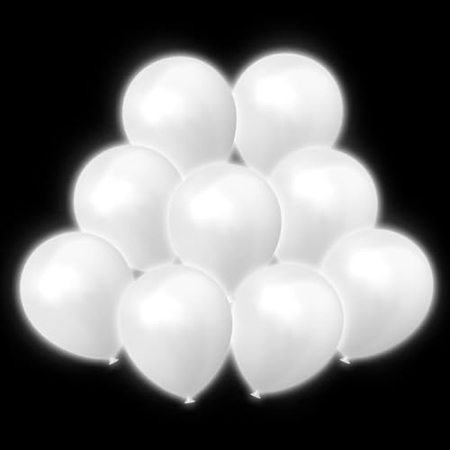 50 Pcs Globos Luminosos LED,Globos con Luz Led,Blancos,para Cumpleaños, Boda, Navidad, Nochevieja,Decoración de Fiestas y Eventos Festivos
