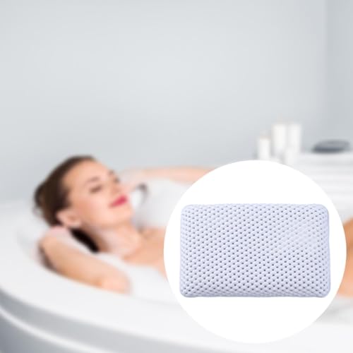 Oreiller de bain blanc lavable avec ventouses en mousse ergonomique