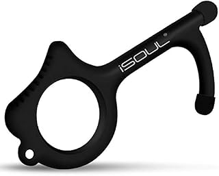 iSOUL Contactless Door Opener Tool, Antimicrobial Hygiene Keychain, EDC Ergonomic Hook No Touch Key Safety Tool for Outdoor Public Door Handle Closer Touchscreen Button ATM & Mobile Stylus