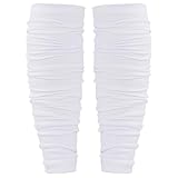 Dxhycc 2 Pairs Scrunch Football Socks Football Leg Sleeves Athletic Socks for Youth Boys Soccer Baseball Softball Rugby, White