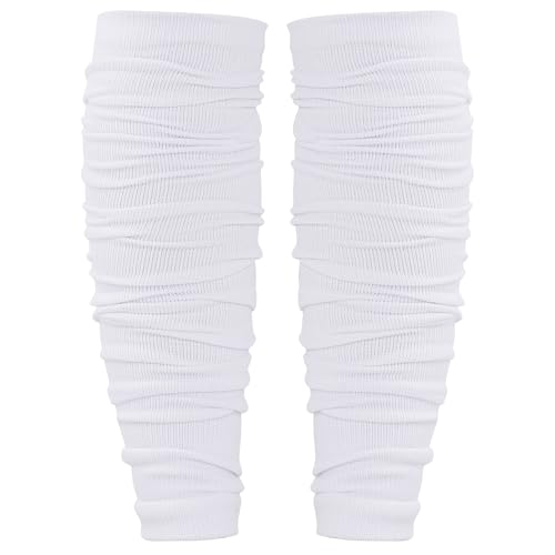 Dxhycc 2 Pairs Scrunch Football Socks Football Leg Sleeves Athletic Socks for Youth Boys Soccer Baseball Softball Rugby White