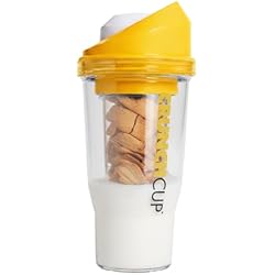 CRUNCHCUP XL - Portable Plastic Cereal Cups for Breakfast On the Go, To Go Cereal and Milk Container for your favorite Breakfast Cereals, No Spoon or Bowl Required (Yellow)