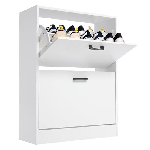 Best Slim Space-Saving Shoe Cabinets for Narrow Hallways UK 7 Blisswood White 2‑Tier Shoe Cupboard