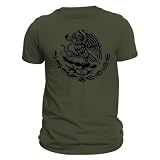 Mexico Mexican Eagle T-Shirt- Playera De Mexico Con El Aguila (L, Military Green)