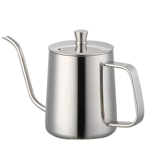 SOVIFKI コーヒードリップポット 一人用 ドリップポット コーヒーポット キャンプ 直火 アウトドア コーヒーケトル 580ml 目盛り付き ステンレス 細口 銀色