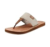 GRACE WOMENS HOODED THONG SANDAL, IVORY/TAN, 8 M US
