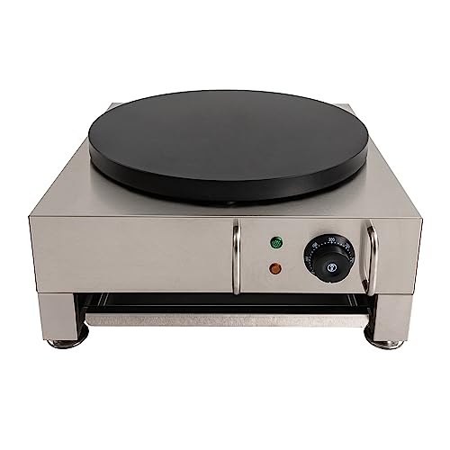 CW-B1 40cm 2.8KW Crepera Eléctrica Creperas Placa para Crepes Crepa Gastro Placa Crepera Silver/Negro Revestimiento Antiadherente,Para Crepes