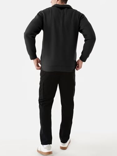 PLEPAN Quarter Zip Pullover Mens Casual Fleece Sweatshirt Long Sleeve Mock Neck Sweater Polo with Pocket2