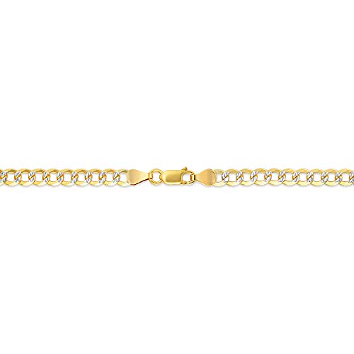 Pori Jewelers 18K Gold Over Solid 925 Sterling Silver Two Tone Diamond Cut Cuban Chain-3Mm, 4Mm. 4.5Mm, 5Mm, 7Mm, 8Mm, 9Mm- For Men And Women- Made In Italy (5Mm, 22) #TOP5