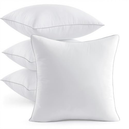 MIULEE 18x18 Inch Pillow Inserts Pack of 4 with 100% Cotton Cover