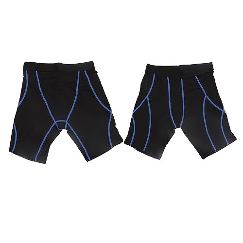 Shorts de Compressão Atléticos Masculinos, Shorts de Compressão Masculinos Com Listras Azuis de Seca
