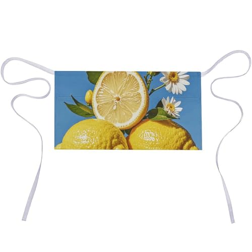 DJUETRUI Lemon And Flower Adjustable for Women Men with Pockets Extra Long Lab Apron Butcher Apron Oxford Cloth Cotton Apron for Kitchen Cooking Baking