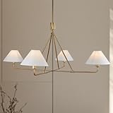 Architectural Cone Shade Chandelier, 46in Diameter × 27in Height, Elegant Dining Room Lighting for Living Space(Brass)
