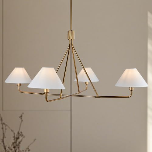 Architectural Cone Shade Chandelier, 46in Diameter × 27in Height, Elegant