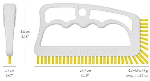 Image of Fuginator Scrub Brush for Tile and Grout: Stiff Nylon Bristle Scrubbing Brush - Bathtub and Shower Scrubber for Floor Joints and Tile Seams - Cleaning Brush (White /Yellow)