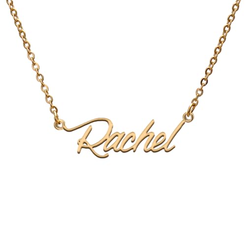 Rachel Name Tag Necklaces for Her His Friends Familys Relationship Memory Jewelry Gift
