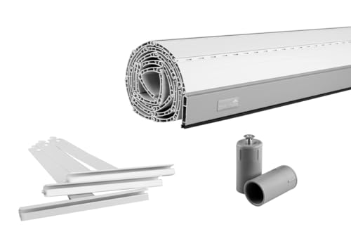 Schellenberg 20094 120 x 140 cm White, Roller Cover Set PVC Mini for 40 mm Steel Pipe Shafts, Can be Shortened in Width, Includes Shutter Hangers, Aluminium End Strip, Stop Plugs