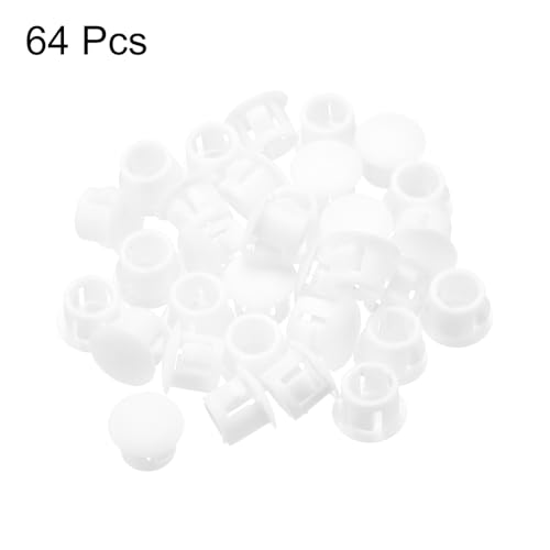 Image of MECCANIXITY 64PCS 7mm(9 /32 inch) White Plastic Hole Plugs, Flush Type Panel Hole Plugs Insert End Caps for Locking Hole Tubes Furniture Cabinet