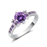 YAZILIND Wedding Bridal Rhinestone Purple Engagement Ring for Women