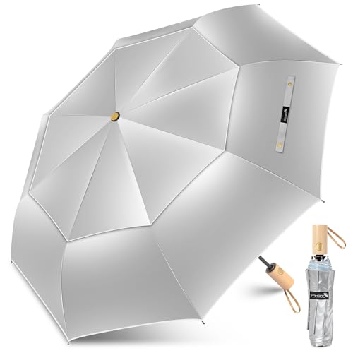 ZOMAKE UV Umbrella for Sun Protection UPF 50+,46 Inch Travel Compact Sun Umbrellas UV Blocking Small Auto Open Portable for Walking(Light Blue,Double Canopy)