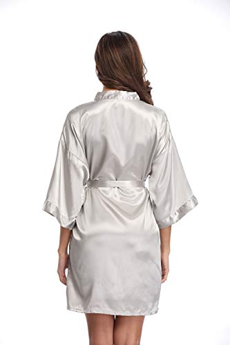 Image of Women's Pure Short Silky Robes Bridesmaid Bride Party Satin Robes Sleepwear