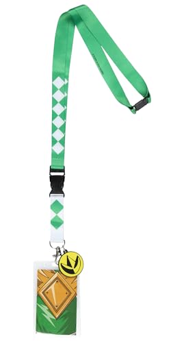 Power Rangers Green Ranger ID Lanyard Badge Holder w Character Card and Dragonzord Dragon Foot Emblem Rubber Pendant