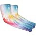 Abstract Colorful Smoke UV Sun Protection Arm Sleeves, Colored Texture Gardening Sleeves with Thumb Hole Farm Cooling Arm Sleeves for Women Men