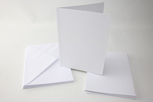 Coingallery Craft UK A6 A5 Square Hammered Folding Cards And Envelopes (135mm White Hammered)