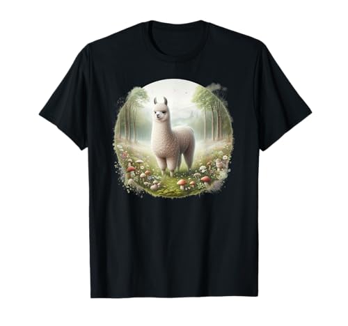 Llama floral Estética animal cottagecore flores silvestres Camiseta