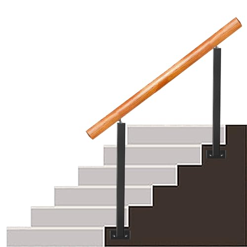Rampe d'escalier en bois et métal robuste avec support réglable à 270° - 2