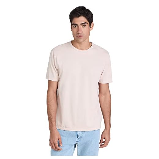 Vince Men's Garment Dye Short Sleeve Crew Neck Tee, Washed Rosewater, Small
