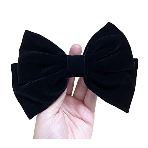 Bow Hair Clips For Girls,Velvet Fabric, Thick Texture, Not Easy To Deform,More Beautiful To Wear In Autumn And Winter.red And Black #TOP4