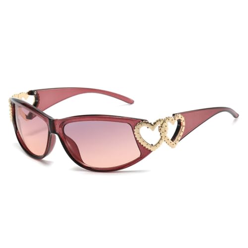 Lunettes de soleil coeur femmes hommes mode punk enveloppement ombre dégradé UV400