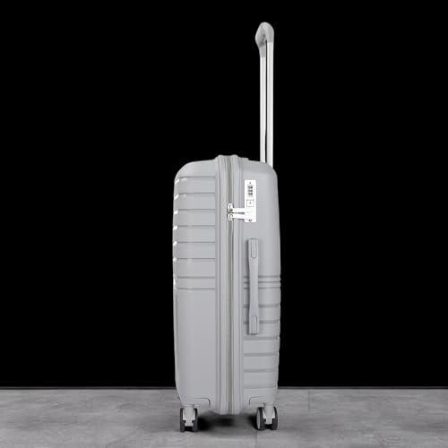 Image of Vacanza Paris Series Polypropylene Unbreakable Hard-Sided Luggage Check-in Size Trolley Bag | Light Grey 65 cms