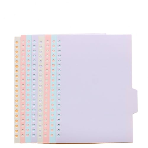 Ftyuiul PP製 インデックス仕切りカード 8枚セット A5/B5/A4対応 20/26/30穴 4色 ラベルタブ付き ファイル整理 オフィス 学校 家庭用 文房具 ノート バインダー 分類 整理整頓 見やすい 盛り上がりデザイン 耐摩耗性 厚手 P