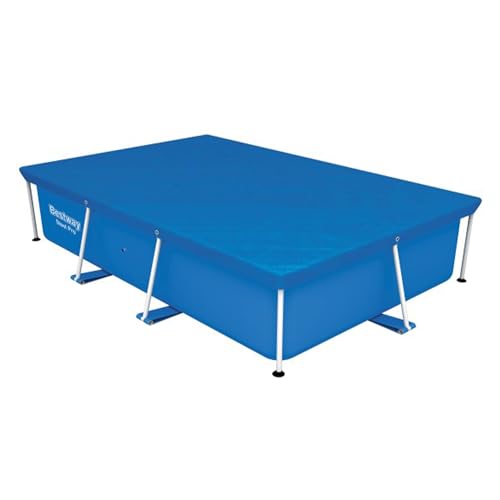 Bestway Flowclear Rectangle 8'6" x 67" Pool Cover for Above Ground Swimming Pools with Drain Holes and Tie-Down Ropes, Blue (Cover Only) by Bestway - Used condition - Image 6