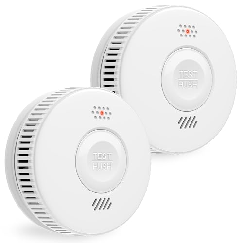 Smoke Alarms for Home 2 Pack, HATHEPHS 10-Year Battery Smoke Alarm for Home with Large Test/Silence Button, Conforms to EN14604 Standard, UKCA