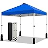 WEIZE 10x10 Pop Up Canopy Tent, 1-Button Push Setup Canopy Tent, Adjustable Height Instant Portable Shelter, Portable Roller Bag, Easy Outdoor Sun Shade for Events, 4 Weight Bags, Blue