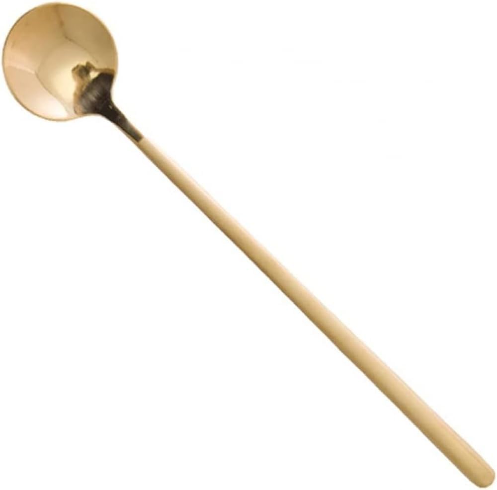 Dessert Spoon,Spoon Stainless Steel Coffee Spoon Stirring Spoon Dessert Spoon Soup Spoon Large Small Spoon Serving spoon -Gold||L