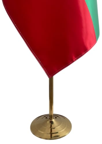 Drapeau Bulgarie avec mât et pied inox doré pointe lance code CN6-BG-L