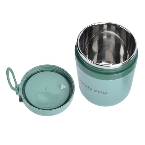 Plyisty Contenedor de Alimentos Aislado Al Vacío de Acero Inoxidable de 10 Onzas con Cuchara Plegable, Término de Sopa de 500 Ml para Comida Caliente, Caja para Escuela, Oficina, Oficina, (Verde