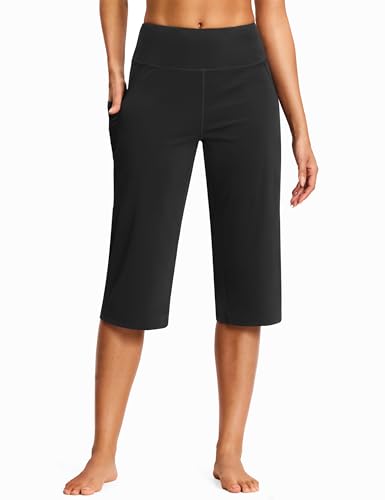 Image of ISEEGZ 15 inch / 18 inch / 21 inch / 25 inch Capri Pants for Women High Waist with Pockets Women's Capris Workout Yoga Pants Loose Straight Leg